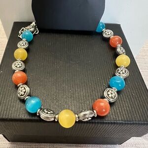 Paparazzi Multicolor Beaded Anklet with Silver Details